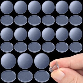 OIIKI 30 PCS Glass Table Top Bumpers Pads Anti Slip, 15 x 2 mm Thickness Round Glass Table Top Pads, Rubber Clear Glass Table Spacer for Table, Kitchen Cabinets, Laptop (Non-Adhesive)