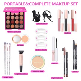 Makeup Kit Set For Teens, Make Up Gift For Women,Includes Eyeshadow Palette, Lip Gloss, Mascara, Eyeliner, Foundation, Concealer, Brushes Set (kit0161)