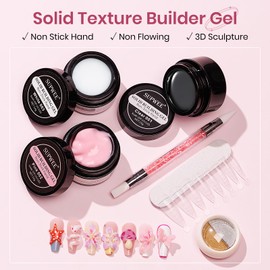 SUPWEE 3PCS 3D Gel Nail Art Non-Sticky Hand Sculpting Solid Builder Gel Molding Nails for Extension Carving Home DIY Manicure