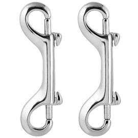 Double Carabiner Hook, Stainless Steel, Double Head Carabiner, Stainless Steel, Robust Double Carabiner, for Dog Lead, Multi-Purpose Family Camping, Outdoor, Key Ring (Pack of 2)