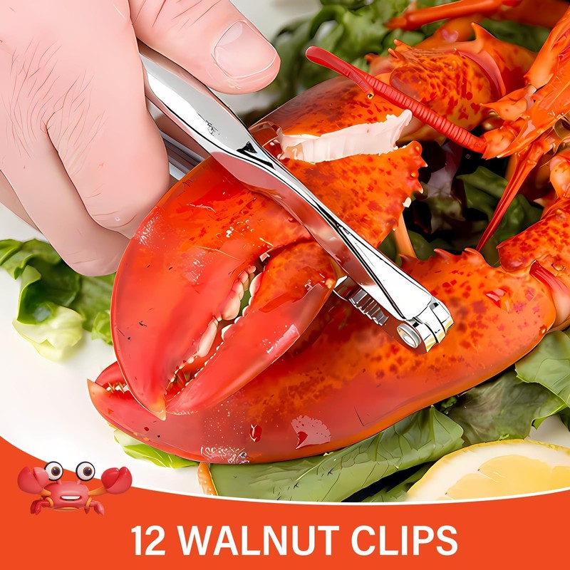 12Pcs Lobster Crackers and Picks Set, Stainless Steel Seafood Crackers,