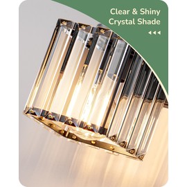 EDISHINE Hardwired Bathroom Light Fixtures, Modern Wall Sconces Set of Two, Crystal Bathroom Vanity Llight, Indoor Lighting Fixtures Over Mirror, Black Wall Lamp for Bedroom