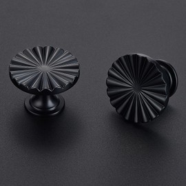 Ravinte Decor 5 Pack Black Cabinet Knobs Matte Black Dresser Knobs Zinc Alloy Dresser Hardware for Closet, Wardrobe and Cupboard Round Vintage Drawer Pulls
