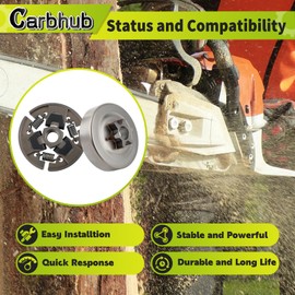 Carbhub Sprocket Clutch 3/8" for Stihl 017 018 021 023 025 MS170 MS180 MS210 MS230 MS250 Chainsaw with Washer E-Clip Kit Replace 1123 640 2003, 1123 640 2073