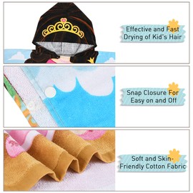 Kato Tirrinia Microfibre Surf Poncho Beach Towel Bath Poncho Towel Dress Bathrobe Girls Children Baby Hooded Towel Bath Towel Changing Aid Baby Surf Poncho Quick Drying Princess