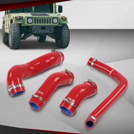 CROSSDESIGN Radiator Hose Set Compatible with HMMWV & Humvee 12339159,12339162 Red
