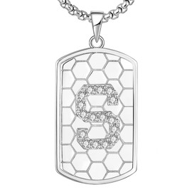 YL Initial Necklace for Men S Alphabet Pendant Sterling Silver Capital Letter Jewelry Stainless Steel Rolo Chain 24 Inches