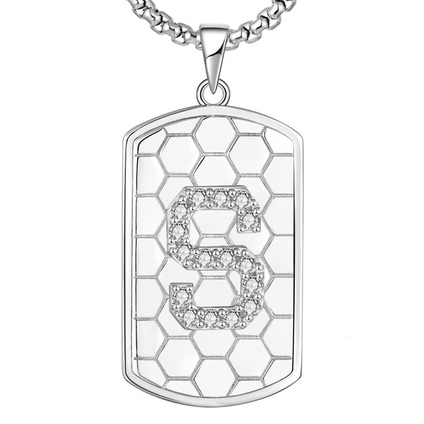 YL Initial Necklace for Men S Alphabet Pendant Sterling Silver