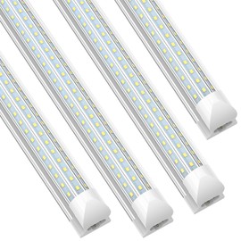 SHOPLED 6FT LED Shop Light, D-Shape 72W 9360LM 6000K Cool White, Linkable T8 LED Tube Light Fixtures, 6 Foot LED Shop Lights for Garage, 4 Pack