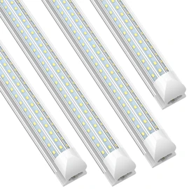 SHOPLED 6FT LED Shop Light, D-Shape 72W 9360LM 6000K Cool White, Linkable T8 LED Tube Light Fixtures, 6 Foot LED Shop Lights for Garage, 4 Pack