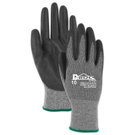 Magid Glove & Safety GPD252-8 Magid D-ROC HPPE Blended Polyurethane Palm Coated Work Gloves, Cut Level A2, Size 10, Salt and Pepper/Black (12 Pairs)