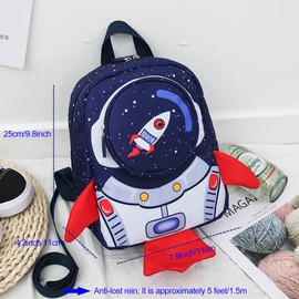 MOTOLIMO Girls/Boys Backpack with Reins,Space Rocket pattern kids bag, Waterproof Children's Backpacks Rucksack for Nursery, Kindergarten,Pre-school,School