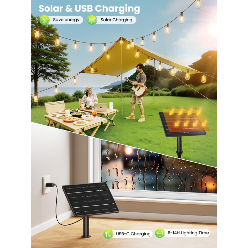 Svater 50FT Solar String Lights Outdoor with Remote, ST38 Patio