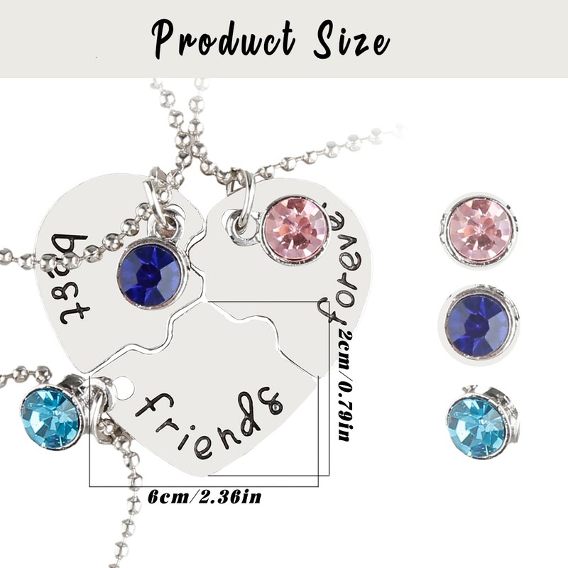 Thyonta 3 PCS BFF Necklaces - Best Friends Forever Pendant