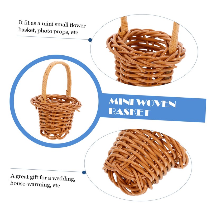 MERRYHAPY Handwoven Mini Wicker Basket Floral Storage Basket Decorative Small