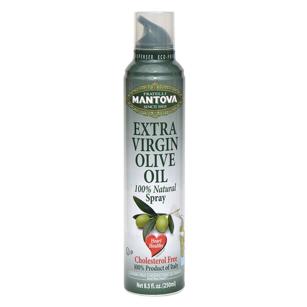 Mantova Extra Virgin Olive Oil Spray, heart-healthy cooking spray perfect for salads, pasta sauces, or grilling, 100% natural cooking oil made in Italy, our olive oil dispenser bottle lets you spray, drip, or stream with no waste, 8 oz (Pack of 2)