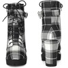 Perphy Platform Lace Up Chunky Heel Plaid Printed Black Ankle