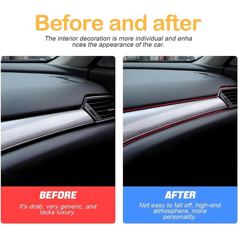 Osilly Car Interior Moulding Trim Strips, 16Ft/5M Universal Electroplating Decoration