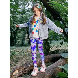 slaixiu 4 Pack Leggings for Girls Soft Comfortable Leggings for Kids in 3t to 12 Years Ankle Length Girls Printed Legging Yoga Pants（BAETG-85）