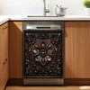 Dark Black Wooden Flowers Dishwasher Magnet Cover for Kitchen Décor