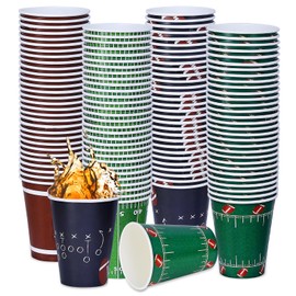 Visivessel 120 Pcs Football Disposable Paper Cup 12oz Football Party Decoration Cup for Football Birthday Party