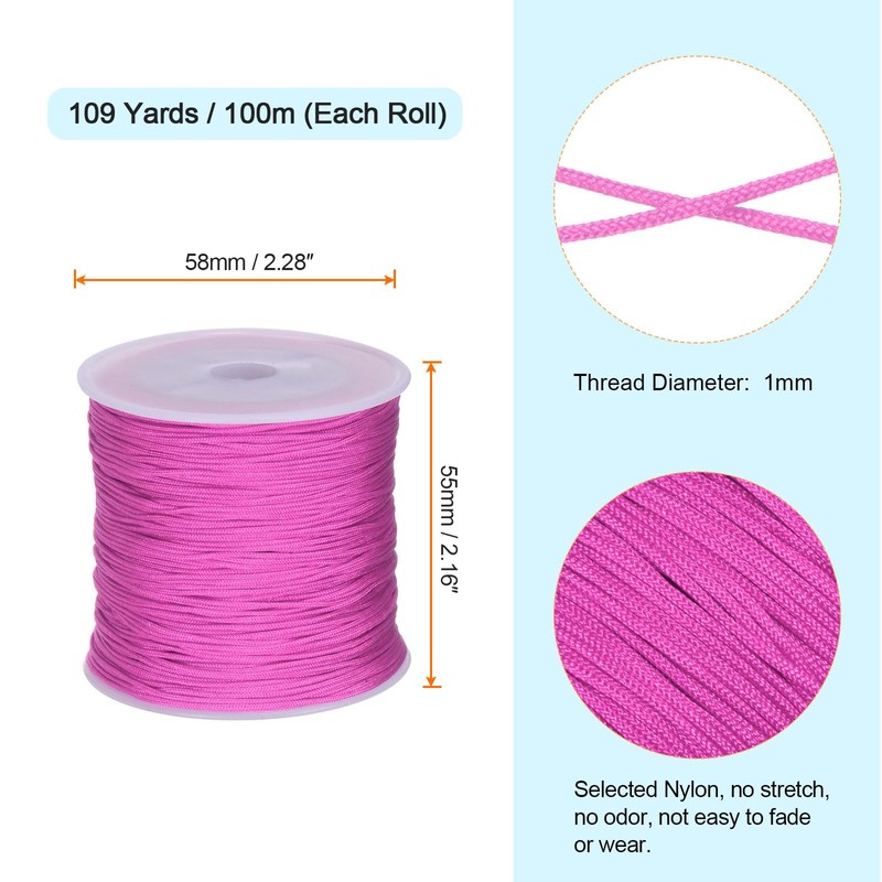 QUARKZMAN 1 mm Nylon String Cord 109 Yards Nylon Satin