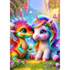 AIRDEA Unicorn Diamond Art Painting Kits for Adults Beginners,DIY Dinosaur Diamond Art Kits for Adults,Peinture Diamant by Number Kits,Cartoon Animls Gem Painting Art 30x40 cm