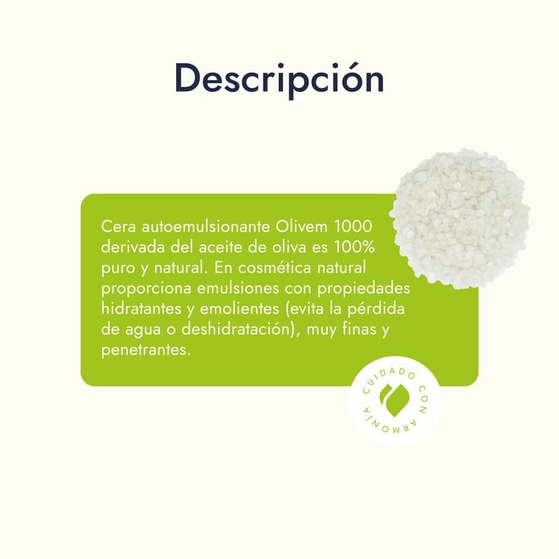 Hebbe - Olivem 1000, Emulsionante y Acondicionador Natural para Cosméticos,