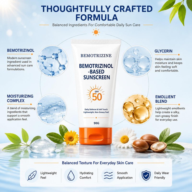Bemotrizinol-Based Sunscreen, Face & Body Sun Care Lotion, Lightweight Invisible