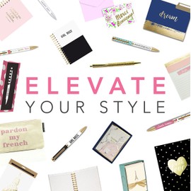 Graphique Pretty Floral Fashion Pen, 5.5" Refillable Black Ink Ballpoint Pink w/"Think Happy" Quote & Matching Gift Box, Makes a Beautiful, Unique Gift (GP2125)