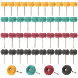 PMIQSA 40 Pieces Abrasive Wheels 1" (25mm) Abrasive Buffing Polishing Wheels Set, 80/150/240/400 Grit with 1/8" (3mm) Shank, For Dremel Rotary Tools