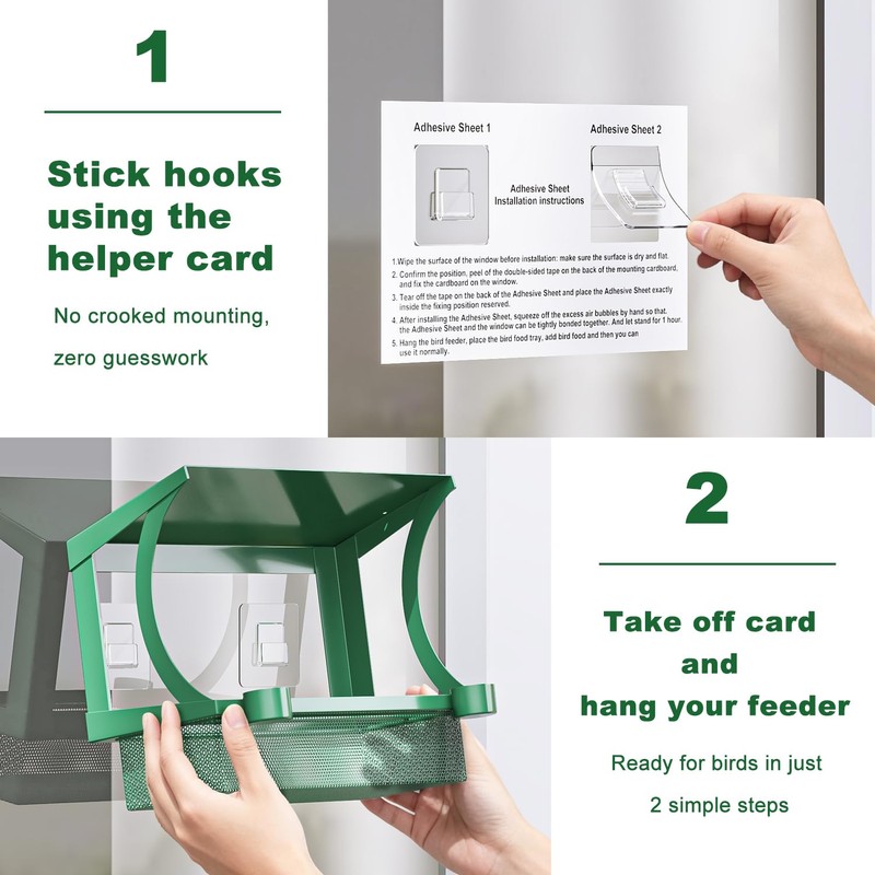HOSUN 2-in-1 Bird Feeder for Windows and Hanging,Adhesive Hook Mount