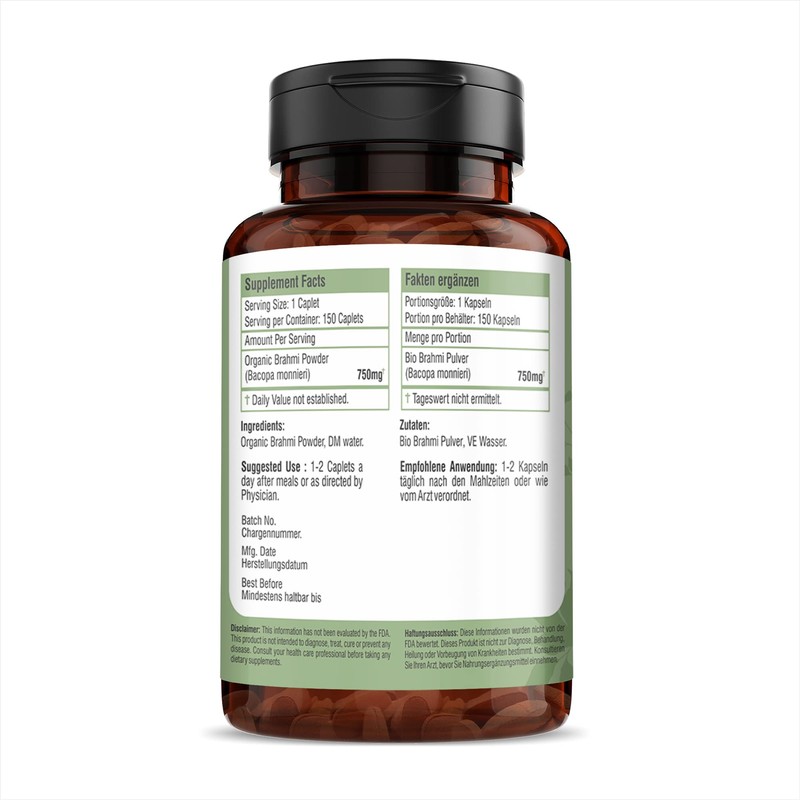 H&C Brahmi Capsules / Tablets (Bacopa Monnieri) - 750 mg,