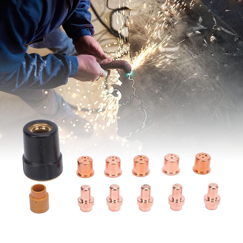 12Pcs Plasma Electrode Cutter Tips Kit, Brass Plasma Cutting Consumable