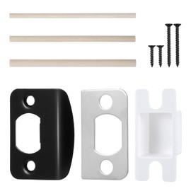 Standard Door Plates for Interior Doors, Black Door Striker Plate Adjustable Latch Strike Plate Restorer Reinforcement Plates with Shim Wood Dowel Doors Frame Repair Kit for Home Office