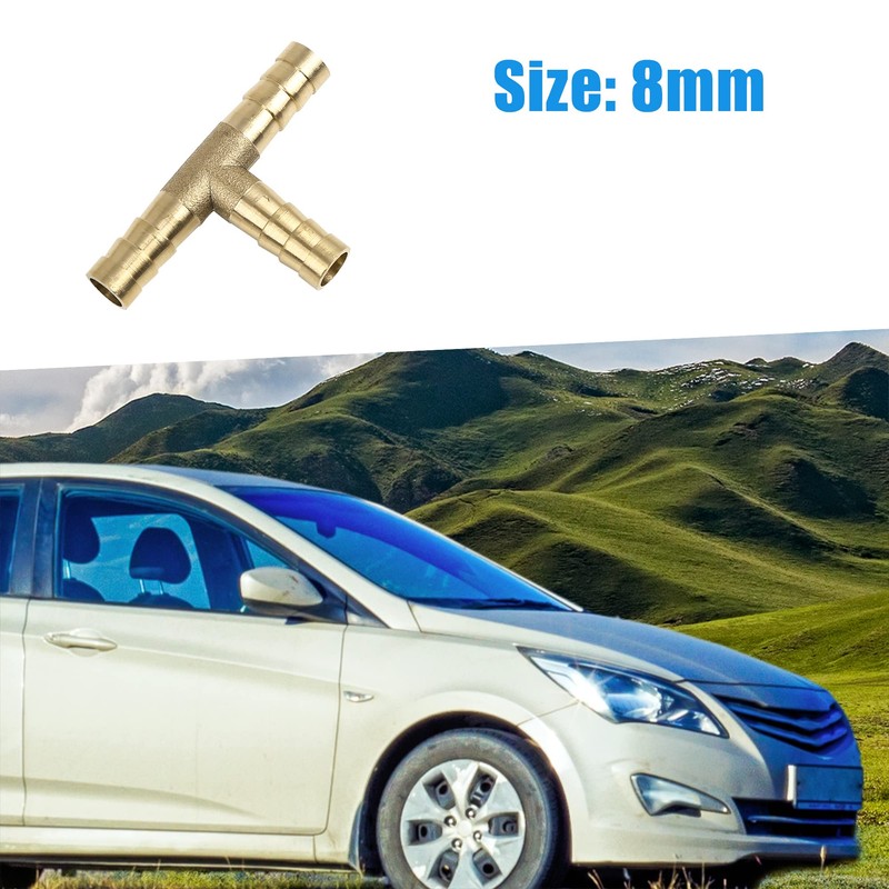 A ABSOPRO Brass Hose Barb Fitting Universal 8mm 3 Way