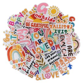 TXSN Random Postive Affirmation Iron on Patches, Postive Phrase Embroidered Iron on/Sew on Applique Patches for Clothing, Pants, Backpacks, Hats, Jeans, DIY Accessories. Pack of 30