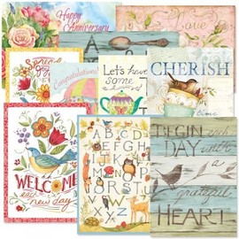 Sentiments All Occasion Greeting Cards Value Pack - Set of 20 (10 Designs), Large 5" x 7", Thinking of You Cards with Sentiments Inside, White Envelopes