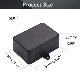 Heyiarbeit 4Pcs 2.01"x 1.38"x0.91" ABS Black Dustproof Electronic Junction Box Enclosure Project Box With Ear For Electronic Projects