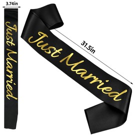 Just Married Sash with Gold Letters, Bachelorette Party Sash Bride to Be Sash Bridal Shower Hen Party Party Favours Accessories, Engagement Proposal Party Sash,Bachelorette, Wedding Party Favors