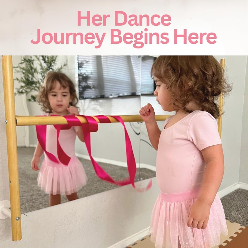 Kids Wall Mounted Ballet Barre 4ft with Mirror and Mat