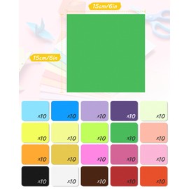 Caianwin 200 Sheets Origami Paper 15 x 15 cm/ 6 x 6 inch Craft Paper 20 Colours Square Paper for Home and School, Art Projects, Parties and Handmade DIY Origami