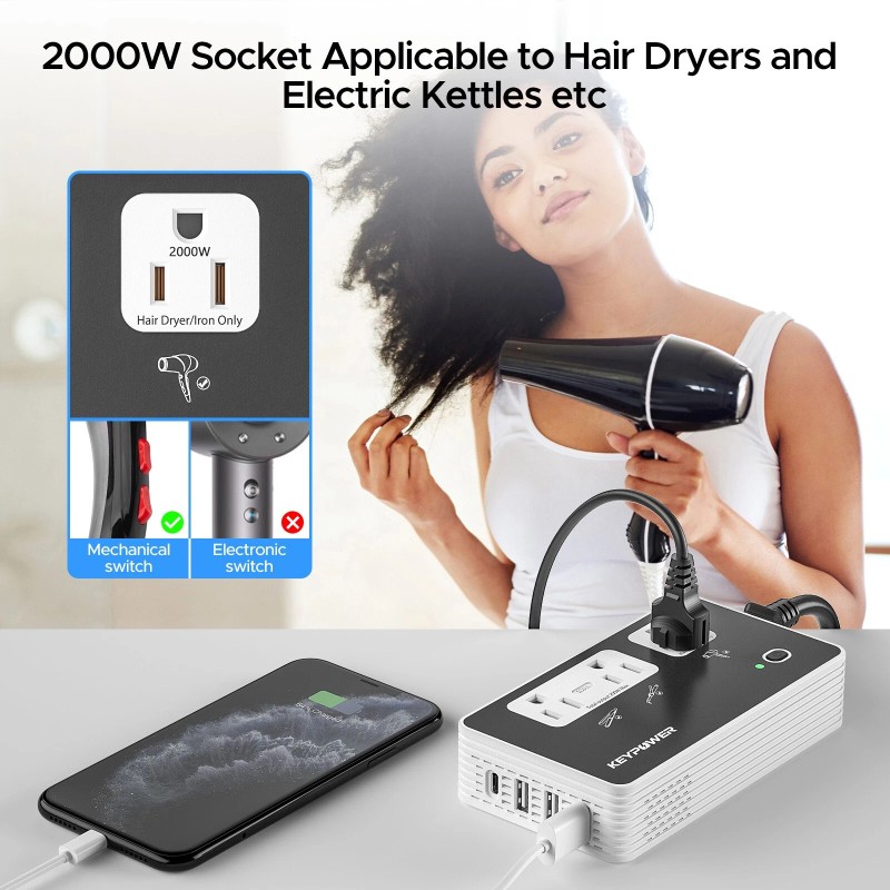 Key Power 2000W Step Down Converter, 220V to 110V Voltage