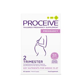 Proceive Pregnancy Trimester 2 (13-27 Weeks) Pregnancy Vitamin & Mineral Supplements - Vegan - 60 Capsules/1 Month Supply