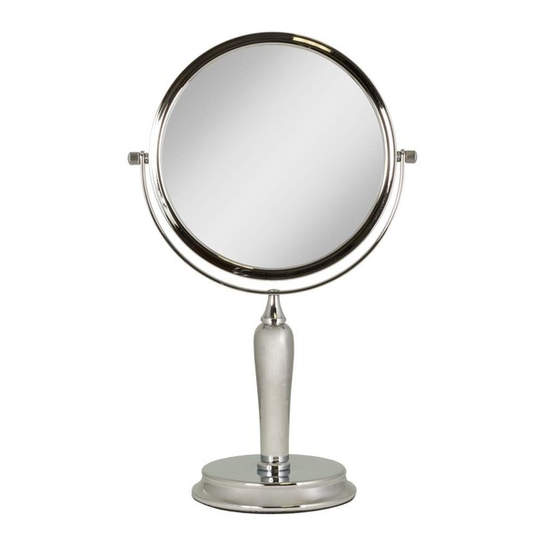 Anaheim by Zadro Swivel Round Vanity Mirror, 2 Glass Magnification, Beauty Makeup Hairstyle for Bedroom Bathroom Tabletop or Counter Top (5X/1X, Chrome)