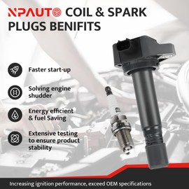 Ignition Coil Pack and Spark Plugs Kit fit for Honda Civic 1.8 1.8L L4 2006 2007 2008 2009 2010 2011, UF582, Set of 4