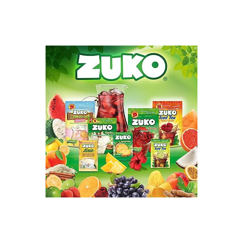 Zuko Peach Instant Powder Drink, 24 Individual Bags 0.9 Oz,