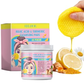Turmeric Face Scrub Pads, 40 Pack - Turmeric Kojinic Acid Pads with Vitamin B5 & C, Sugar Turmeric Face Pads for Gentle Cleansing