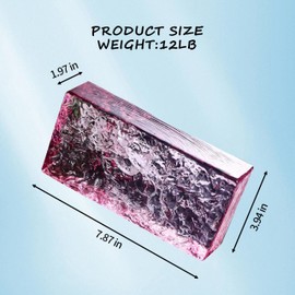 4 Pack-7.9"x3.9"x2" Pink Glass Block-ice Crystal Patterned Rectangular Solid Glass Brick - Used in Building Fields Such as Wall partitions, as Well as for DIY Lighting fixtures, DIY Tables etc.