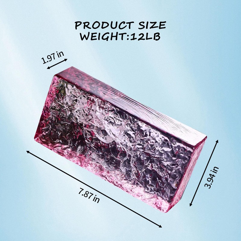 4 Pack-7.9"x3.9"x2" Pink Glass Block-ice Crystal Patterned Rectangular Solid Glass